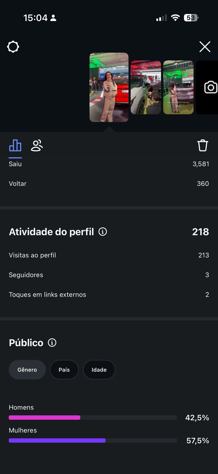 Insight de story de Cleo 3