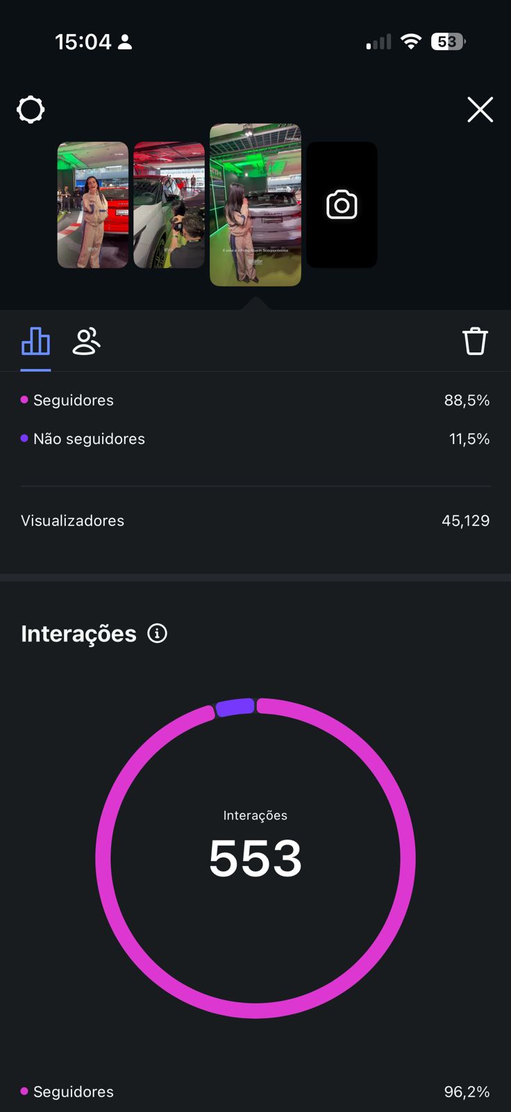 Insight de story de Cleo 8