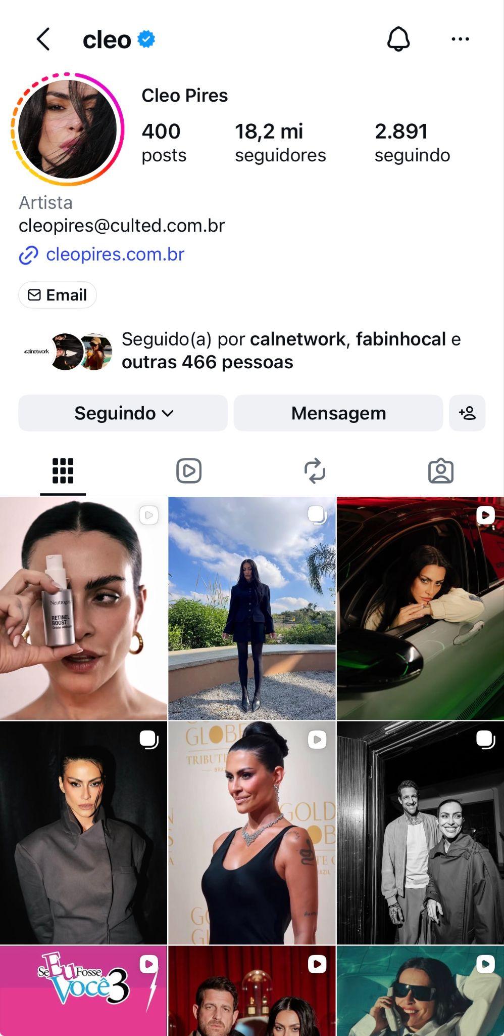 Perfil de Cleo no Instagram